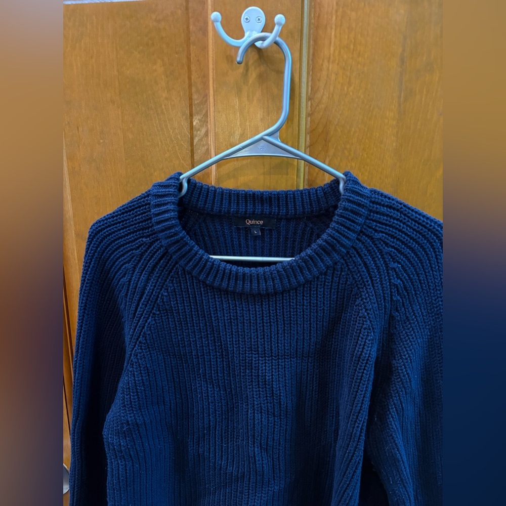 Quince Women’s 100% Organic Cotton Fisherman Crew Sweater Navy Size Large - Picture 10 of 16